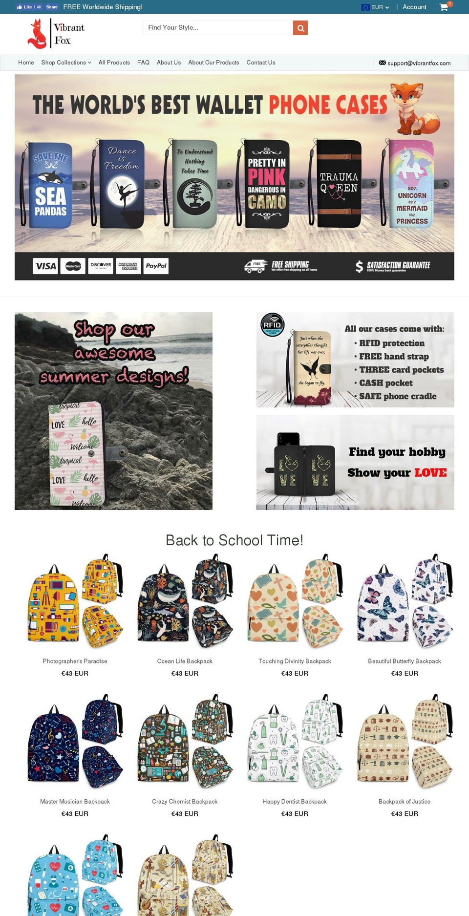vibrantfox.com — Shopify storefront screenshot