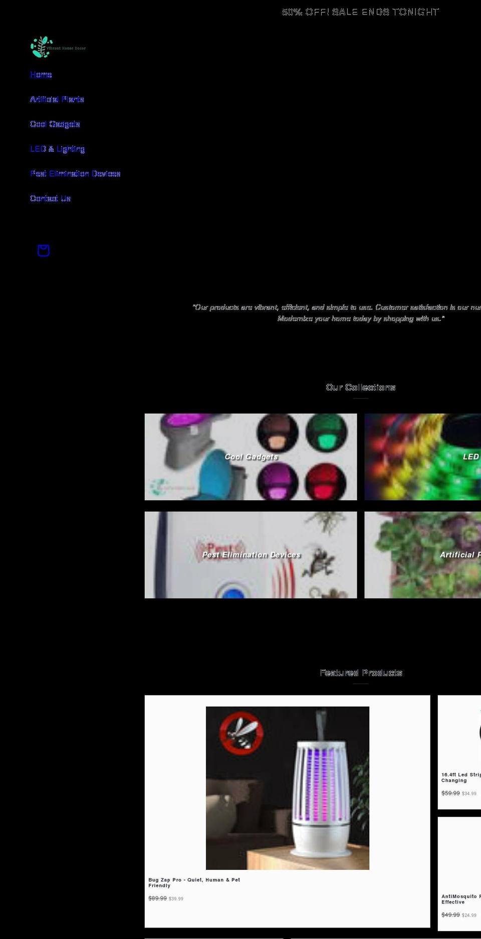 vibranthousedecor.com shopify website screenshot