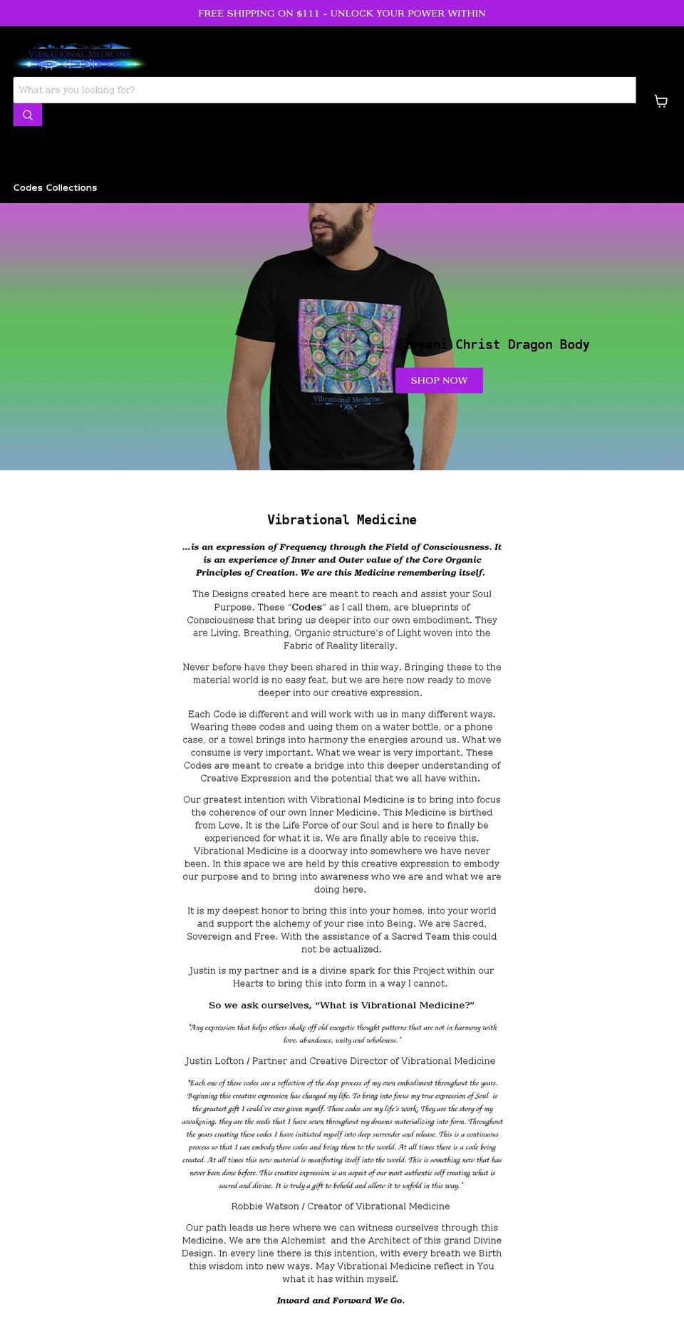 vibrationalmedicine.com shopify website screenshot