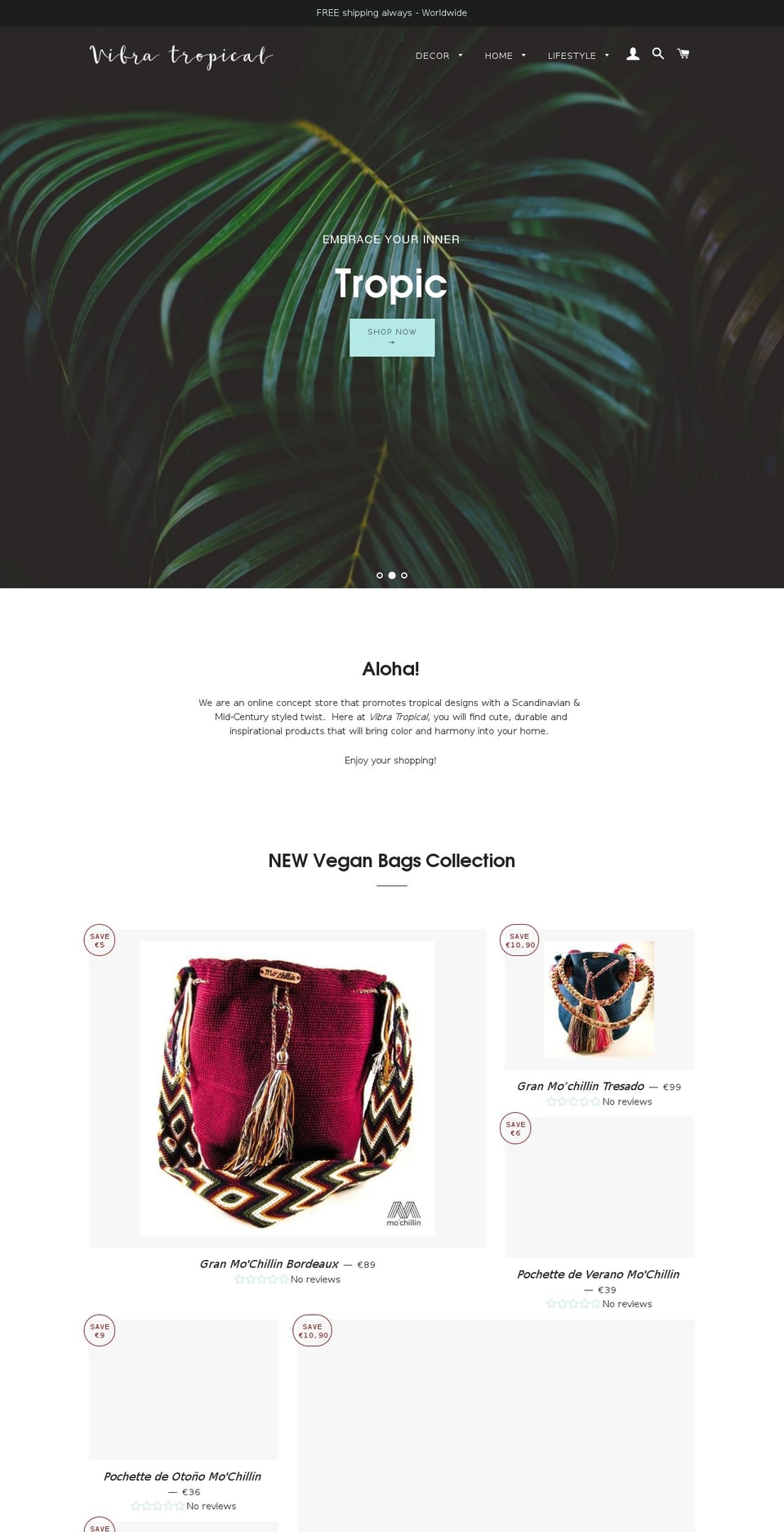 vibratropical.com shopify website screenshot
