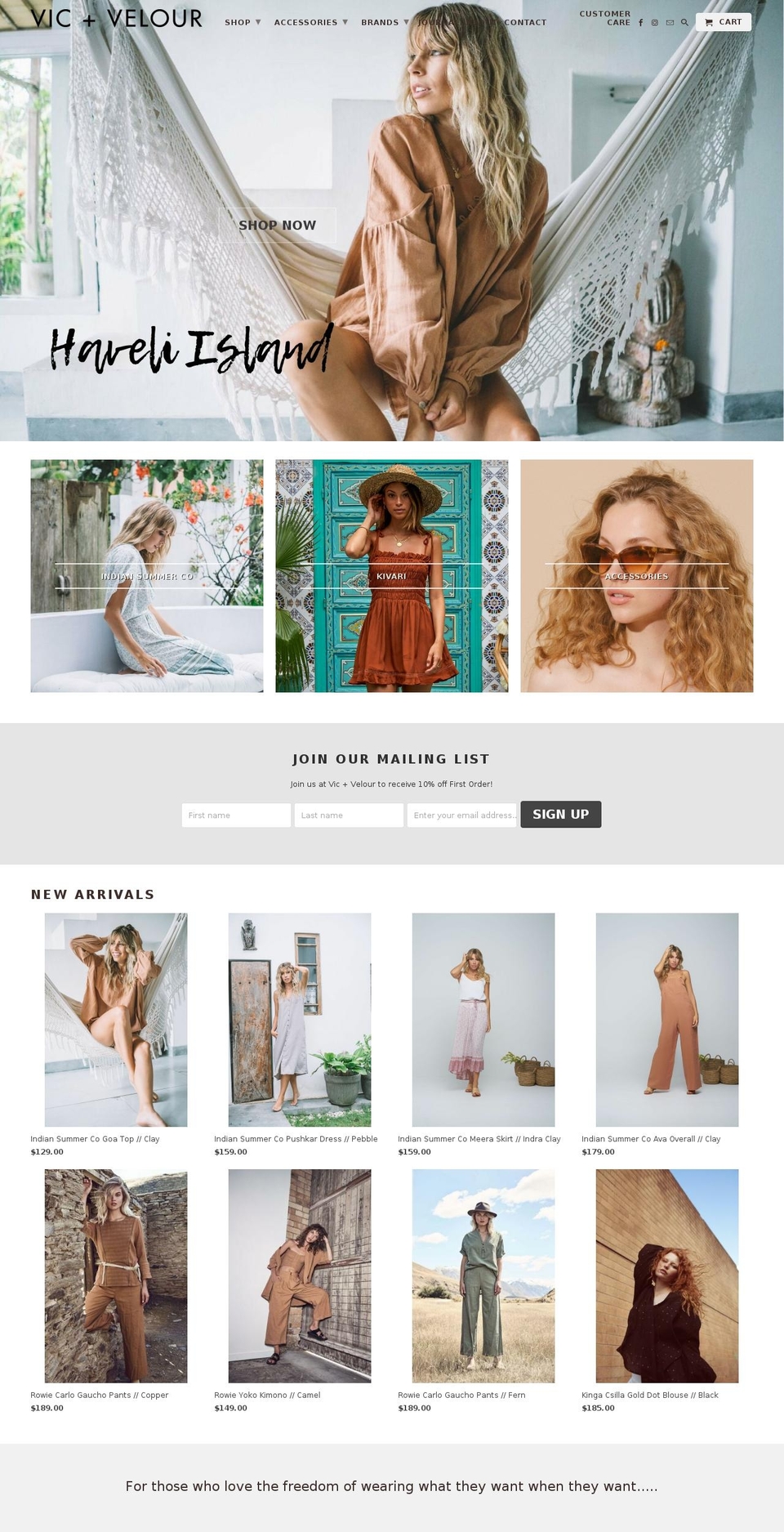 vicandvelourshop.com — Shopify storefront screenshot