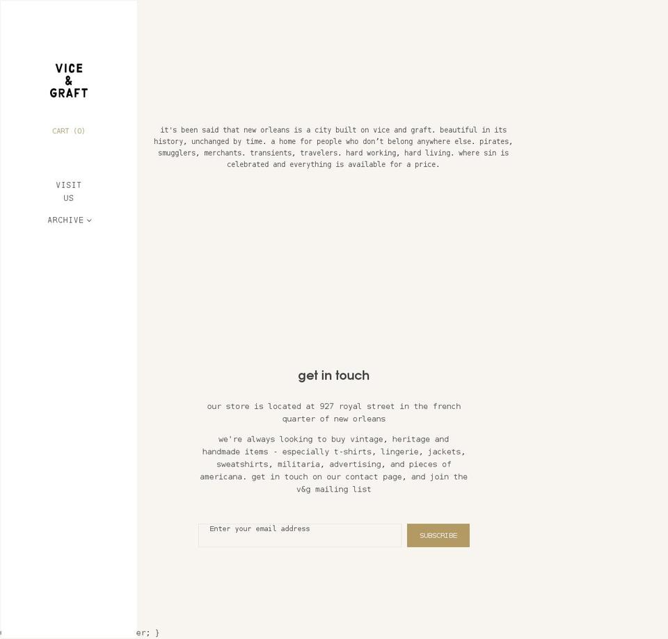 viceandgraft.com shopify website screenshot