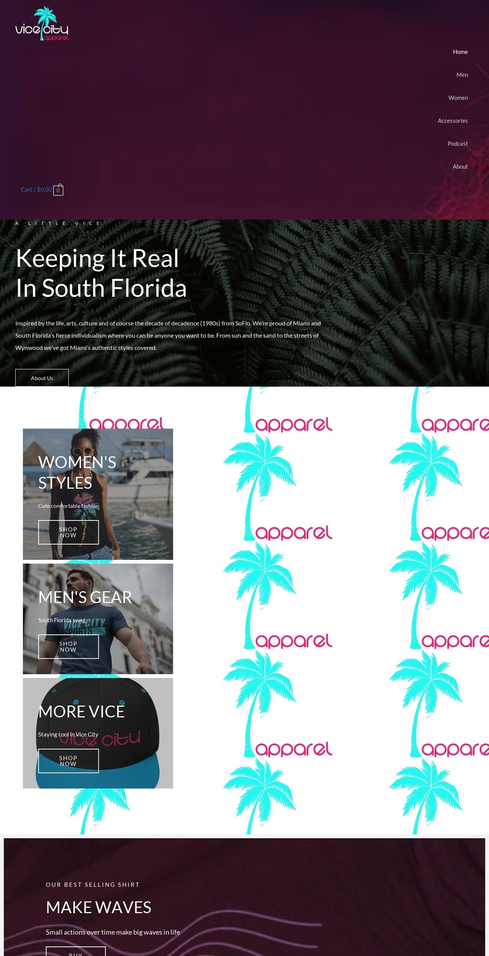 vicecityapparel.com — Shopify storefront screenshot