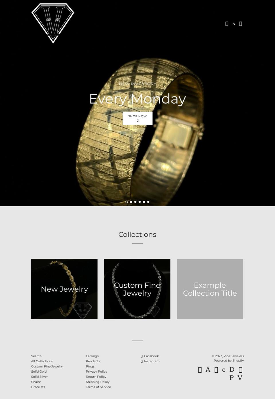 vicejewelers.com shopify website screenshot