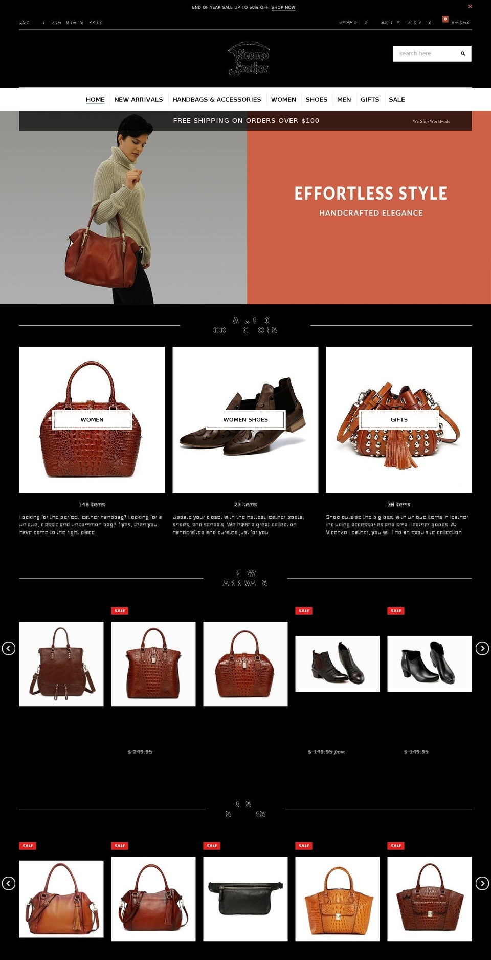 kloc Shopify theme site example vicenzoleather.com