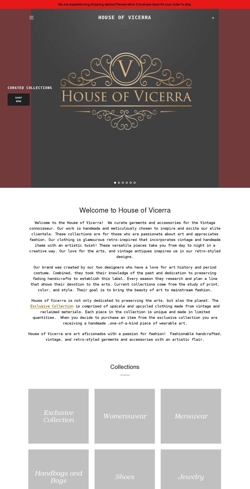 vicerra.com shopify website screenshot