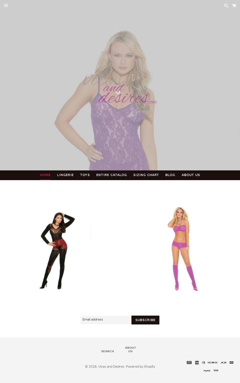 vicesanddesires.com shopify website screenshot