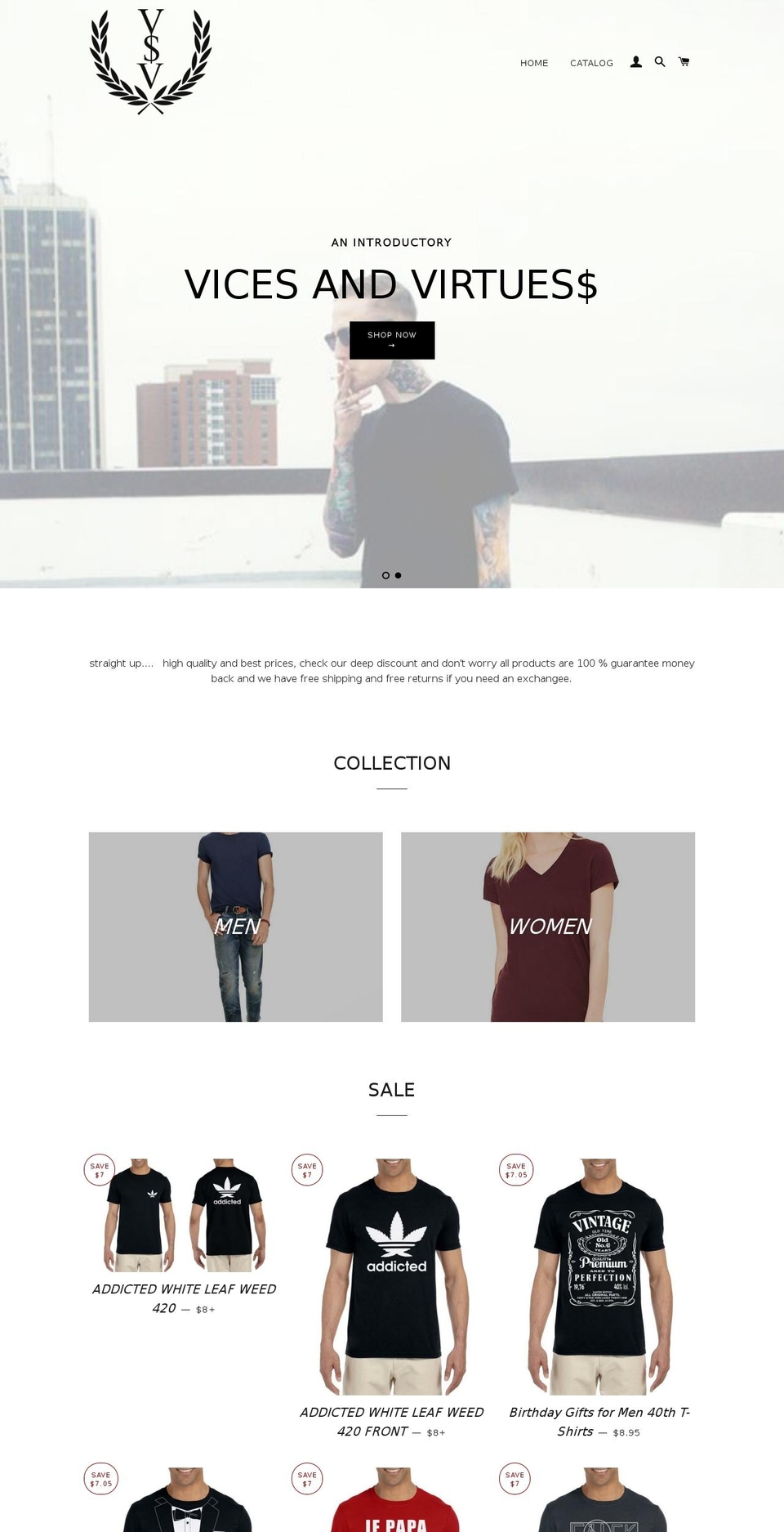 vicesandvirtuesshop.com shopify website screenshot