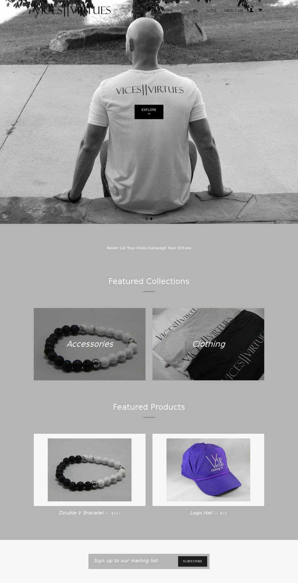 vicesorvirtues.clothing shopify website screenshot