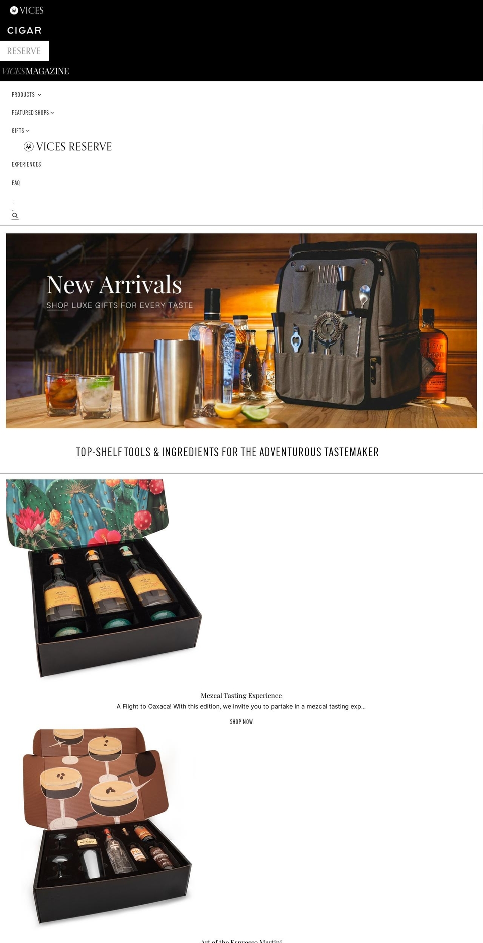 vicesreserve.com shopify website screenshot