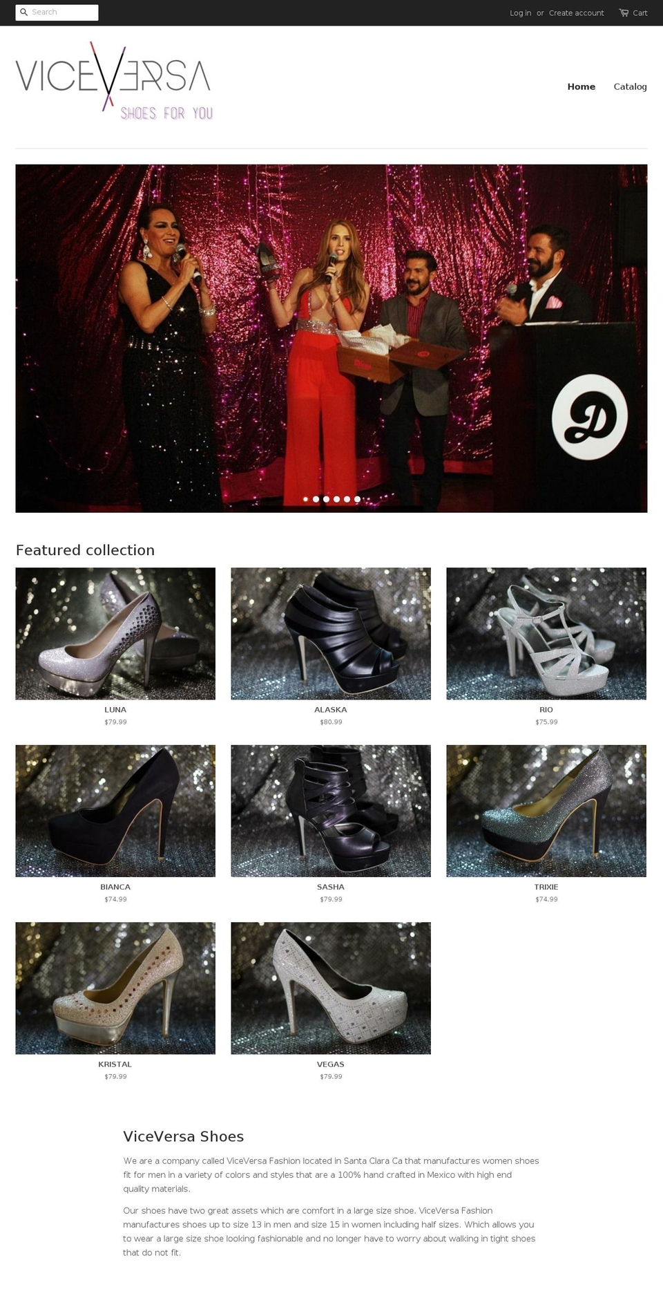 viceversashoes.com shopify website screenshot