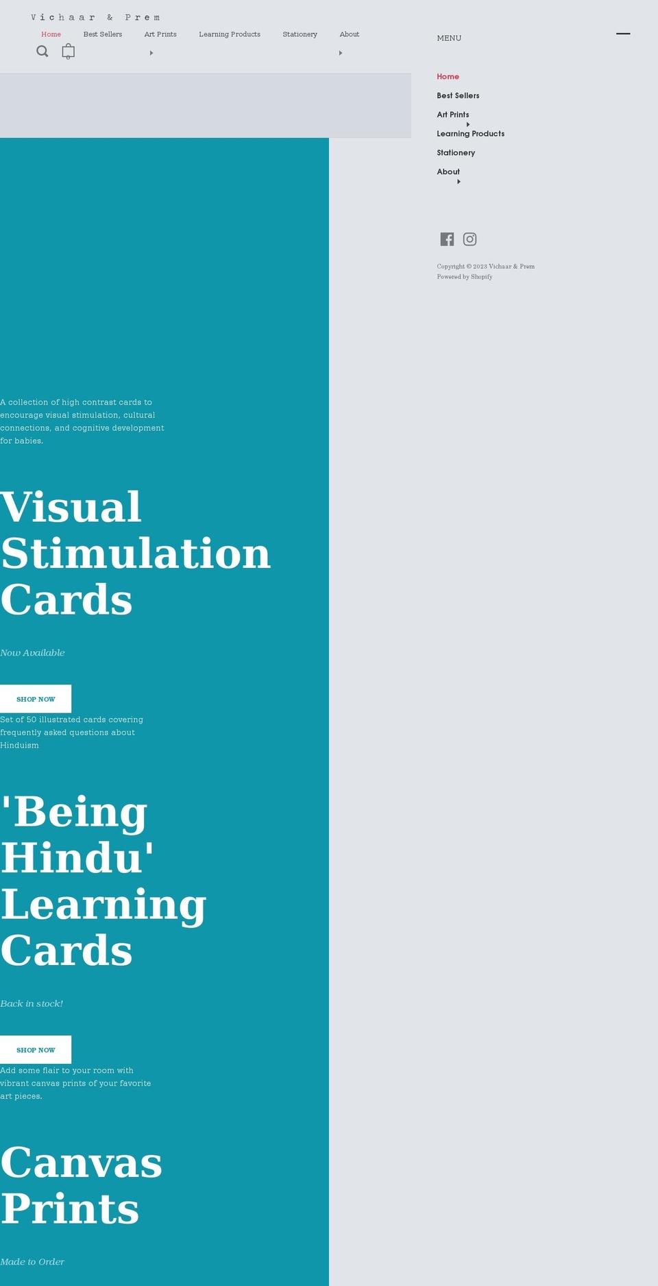 vichaarandprem.com shopify website screenshot