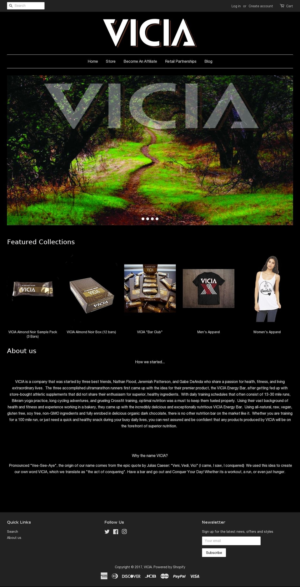 viciabar.com shopify website screenshot