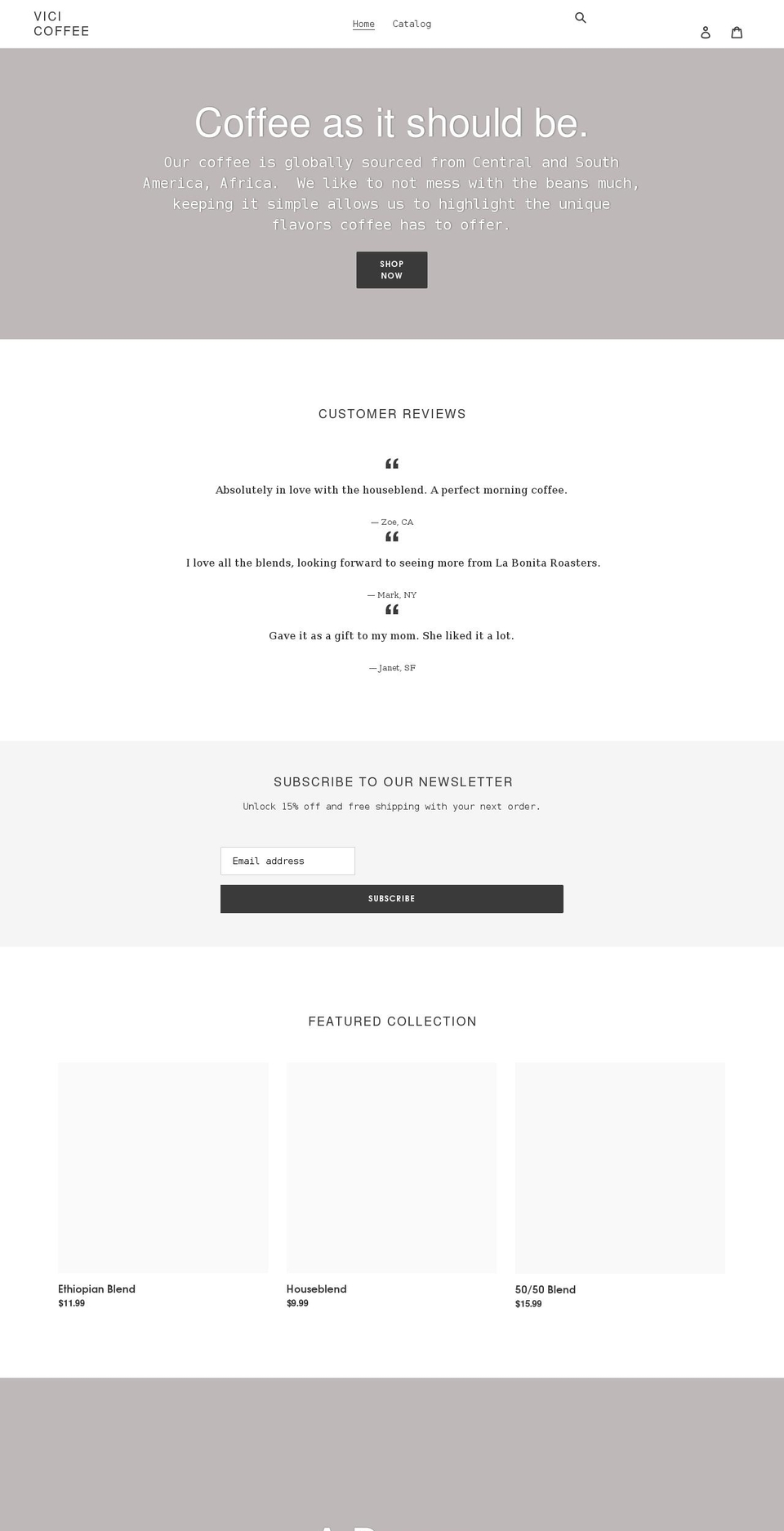 vicicoffee.com shopify website screenshot