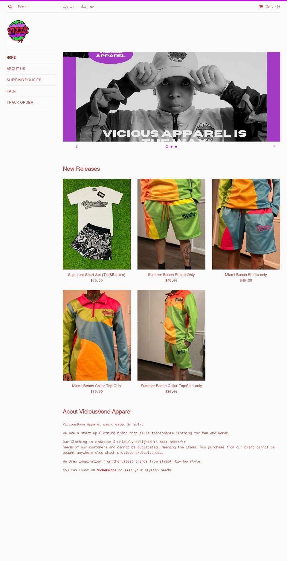 vicious9one.com shopify website screenshot