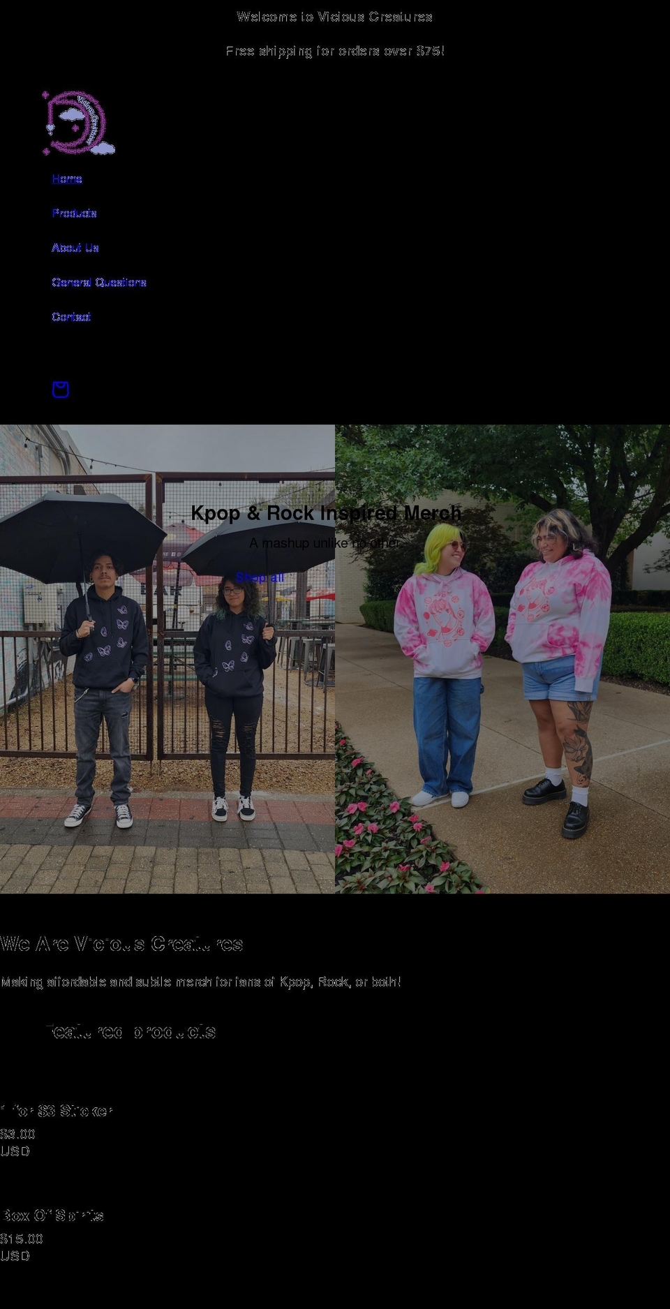 viciouscreatures.com shopify website screenshot