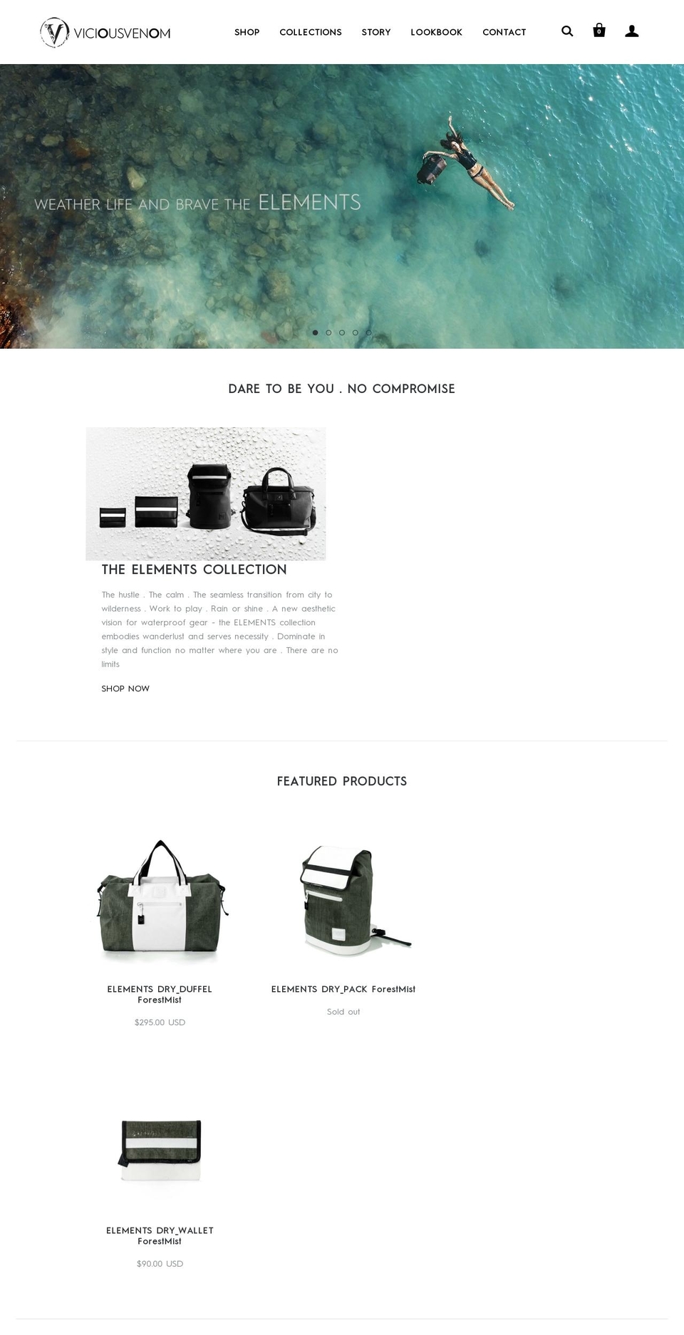 viciousvenomelements.com shopify website screenshot