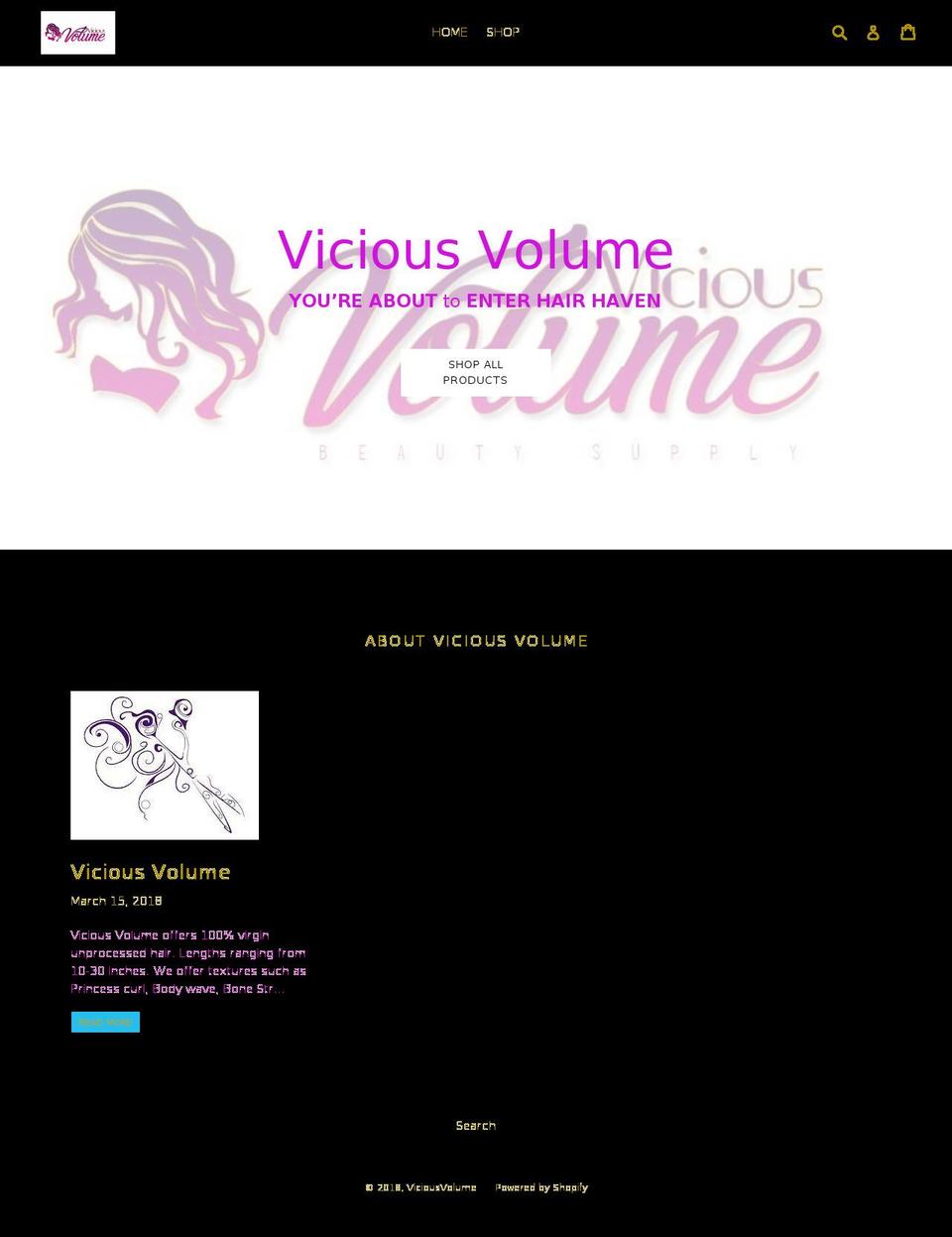 viciousvolume.com — Shopify storefront screenshot