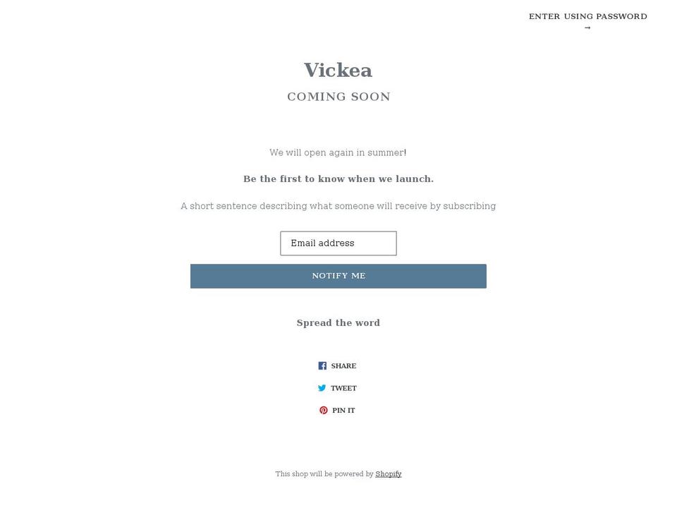 vickea.com shopify website screenshot