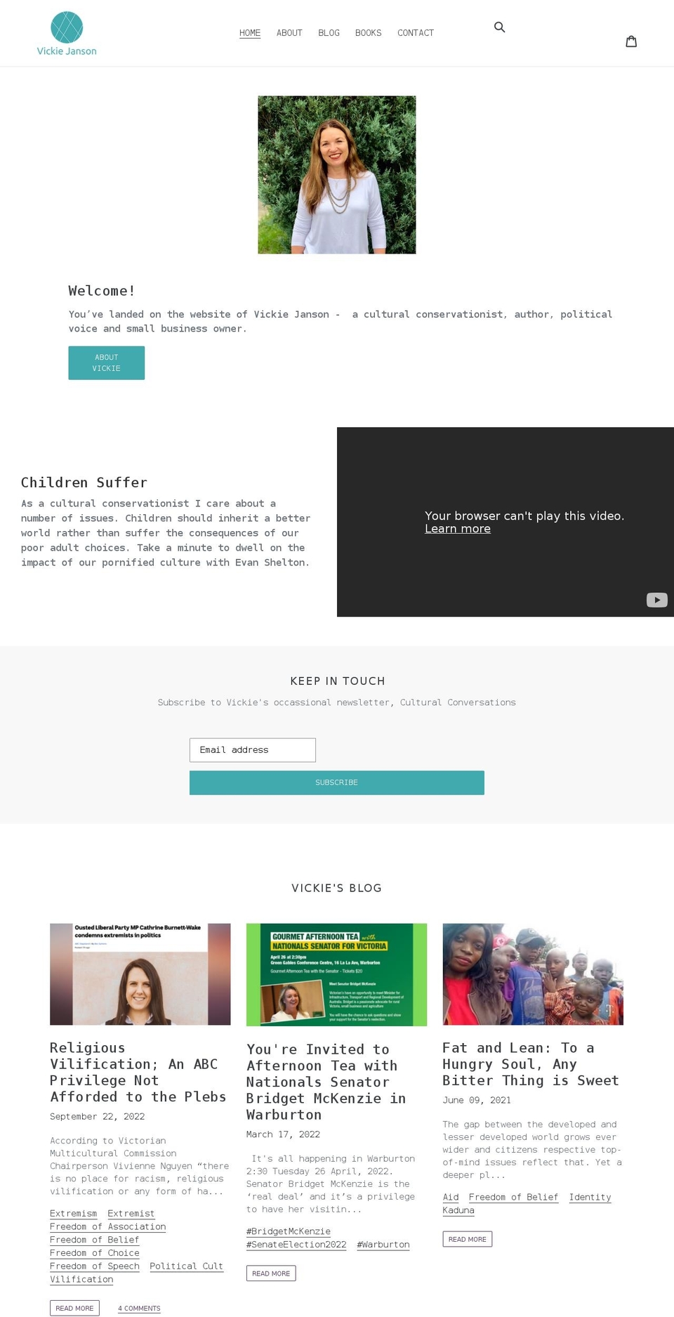 vickiejanson.com.au shopify website screenshot