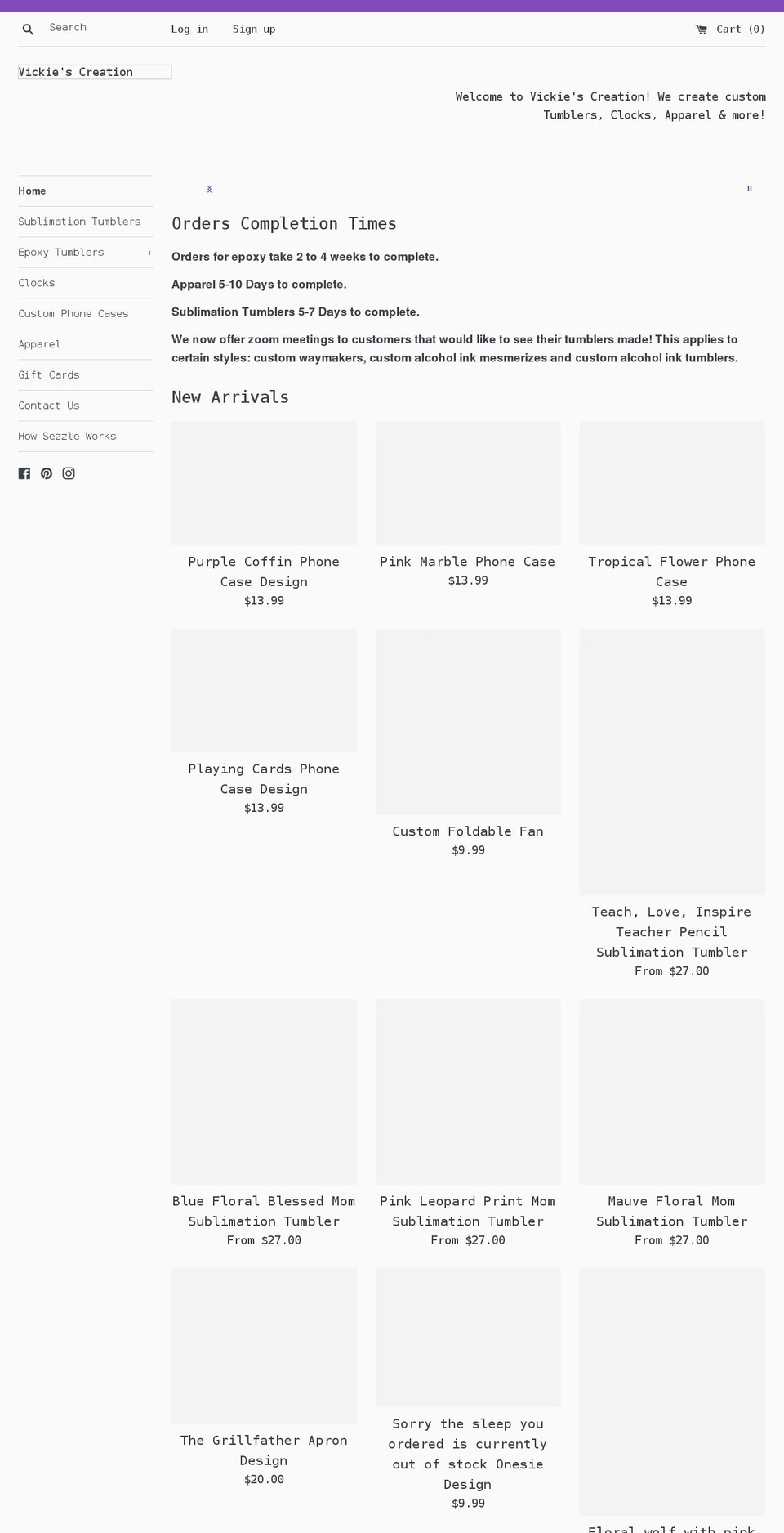 vickiescreation.com shopify website screenshot