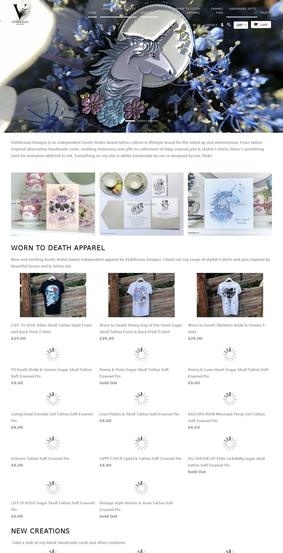 vickilicioushandmadecards.com — Shopify storefront screenshot