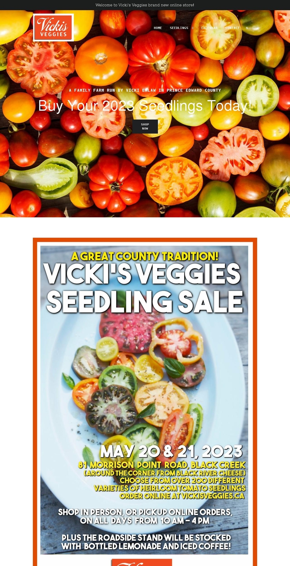 vickisveggies.ca shopify website screenshot