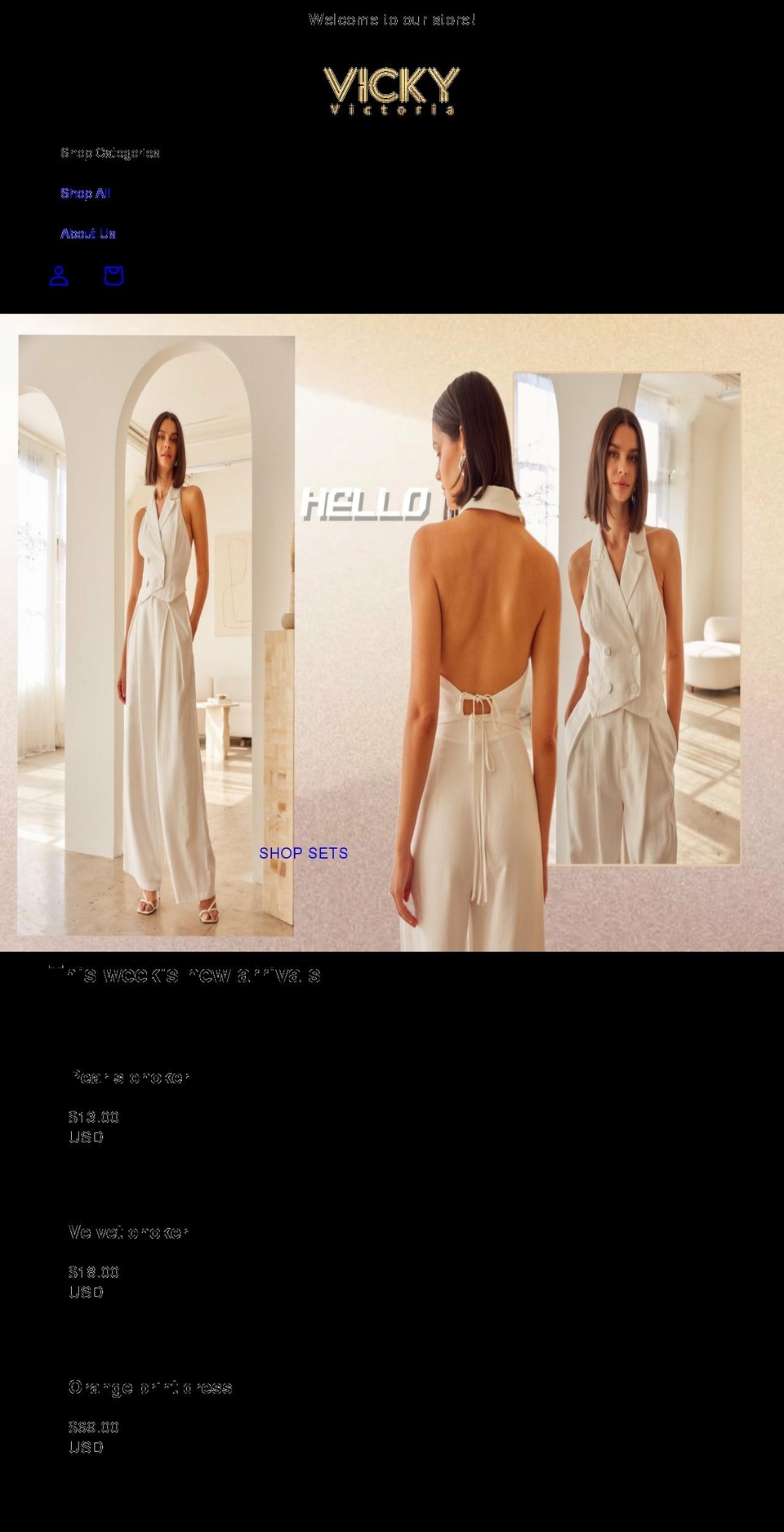 vicky-victoria.com shopify website screenshot