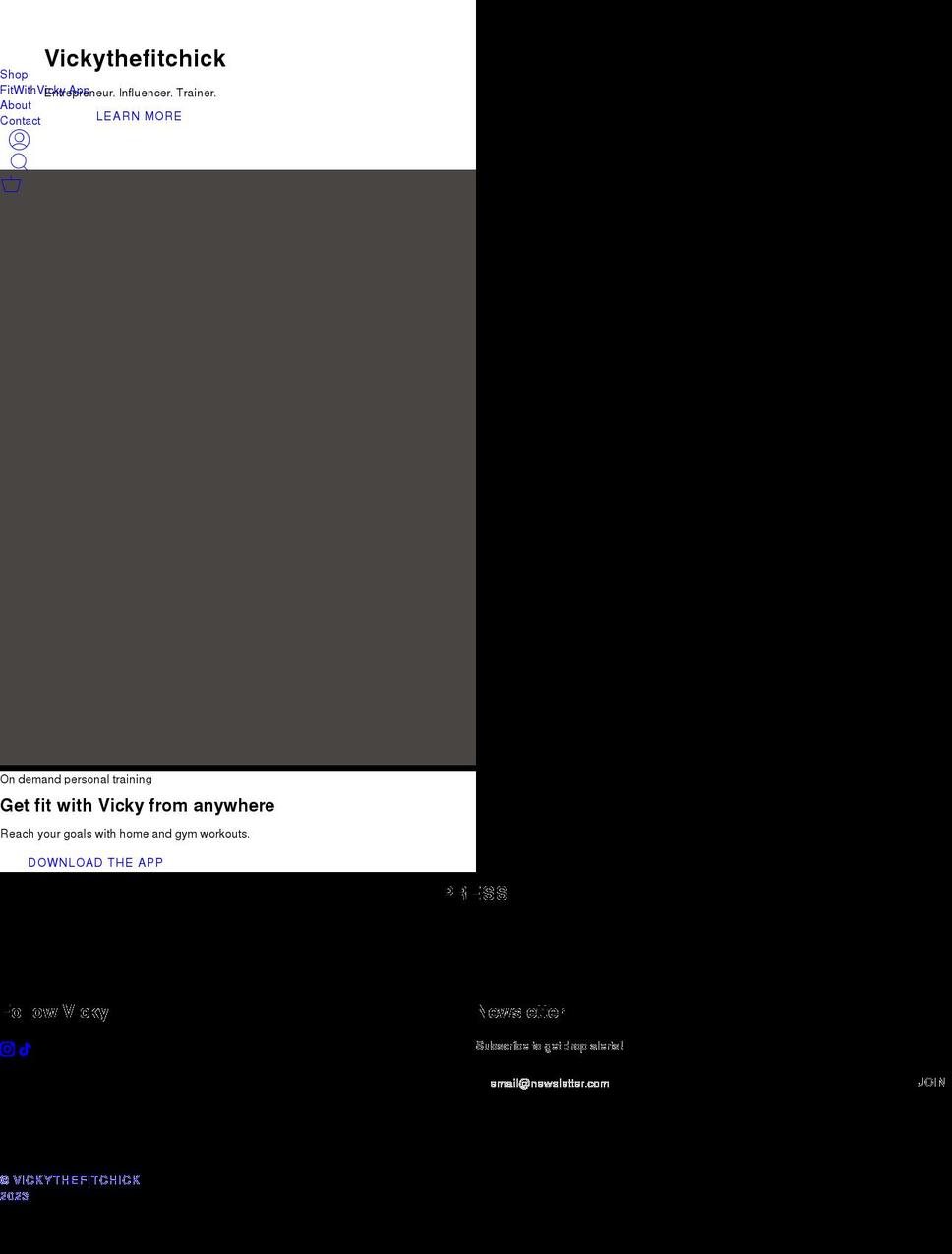 vickythefitchick.com — Shopify storefront screenshot