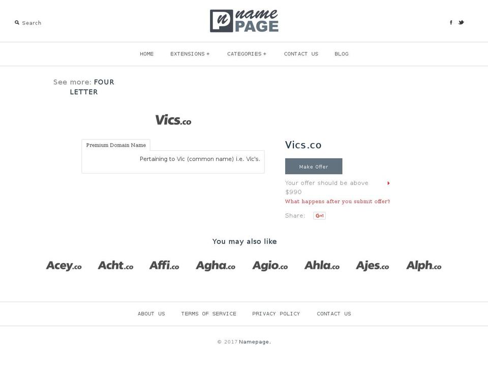 vics.co shopify website screenshot