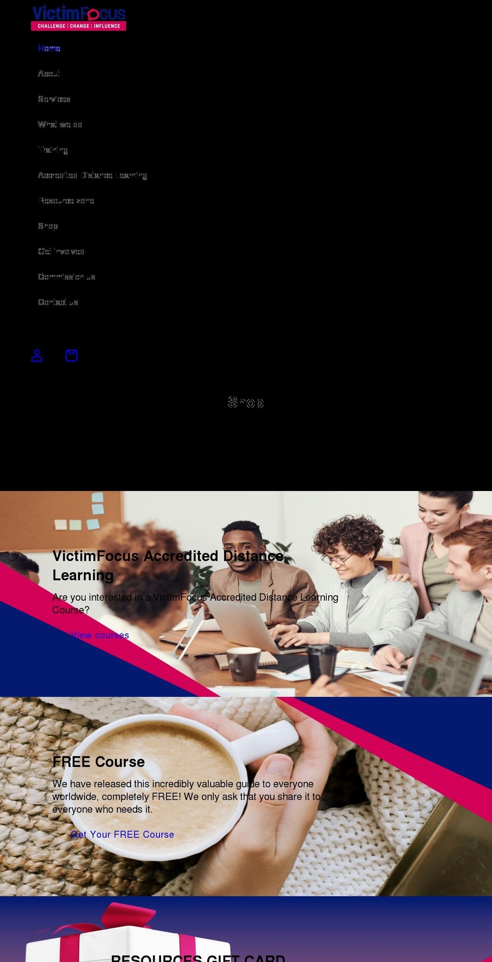 victimfocus-resources.com shopify website screenshot