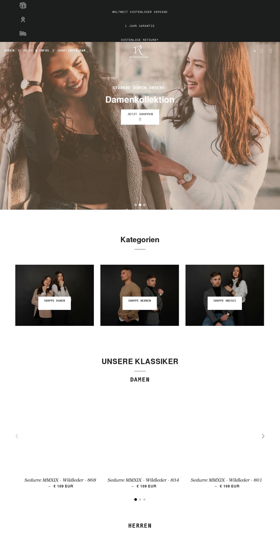 victorderossa.com shopify website screenshot