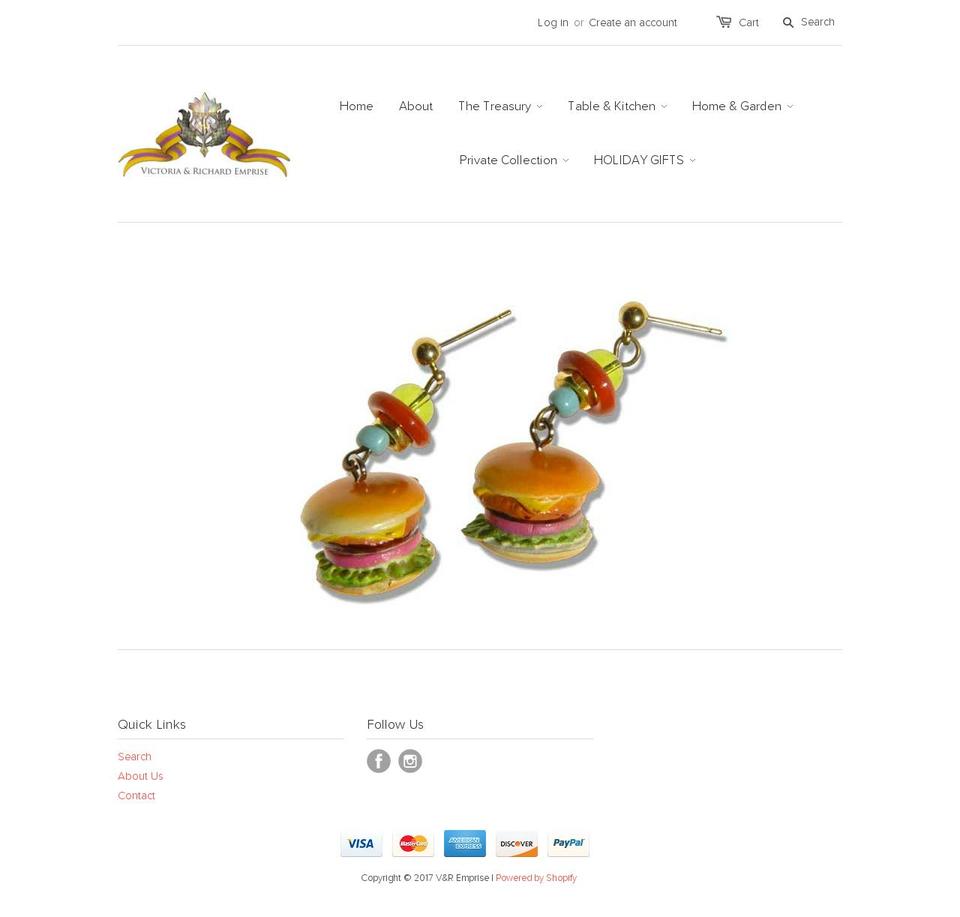 victoriaandrichardemprise.com shopify website screenshot