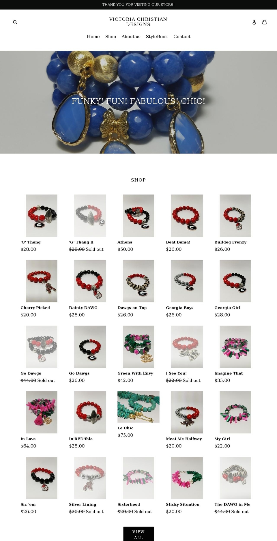 victoriachristiandesigns.com — Shopify storefront screenshot