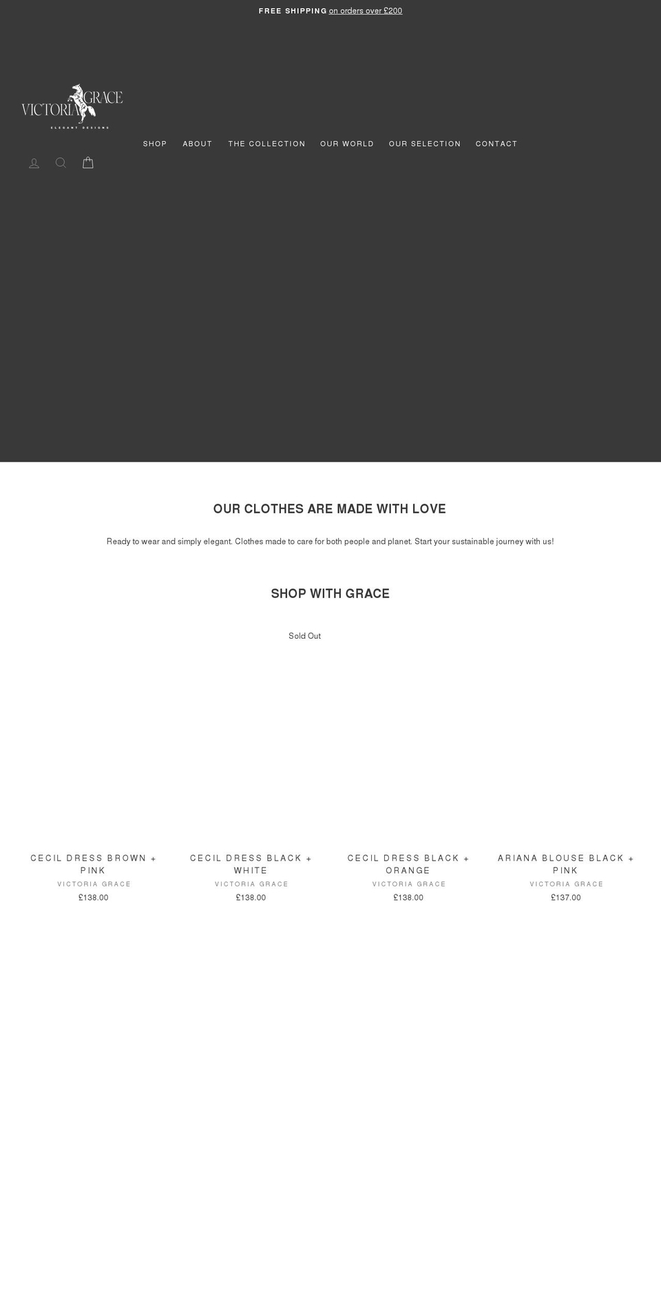 victoriagracefashion.com shopify website screenshot