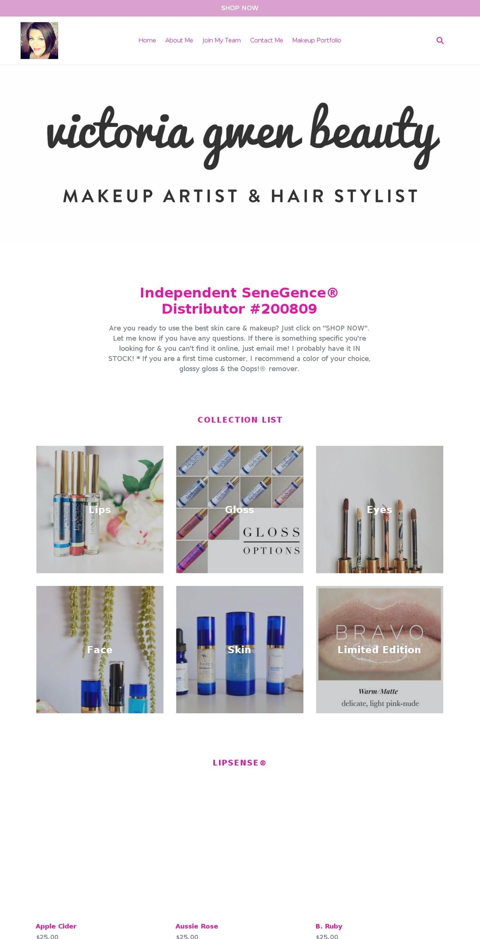 victoriagwenbeauty.com — Shopify storefront screenshot
