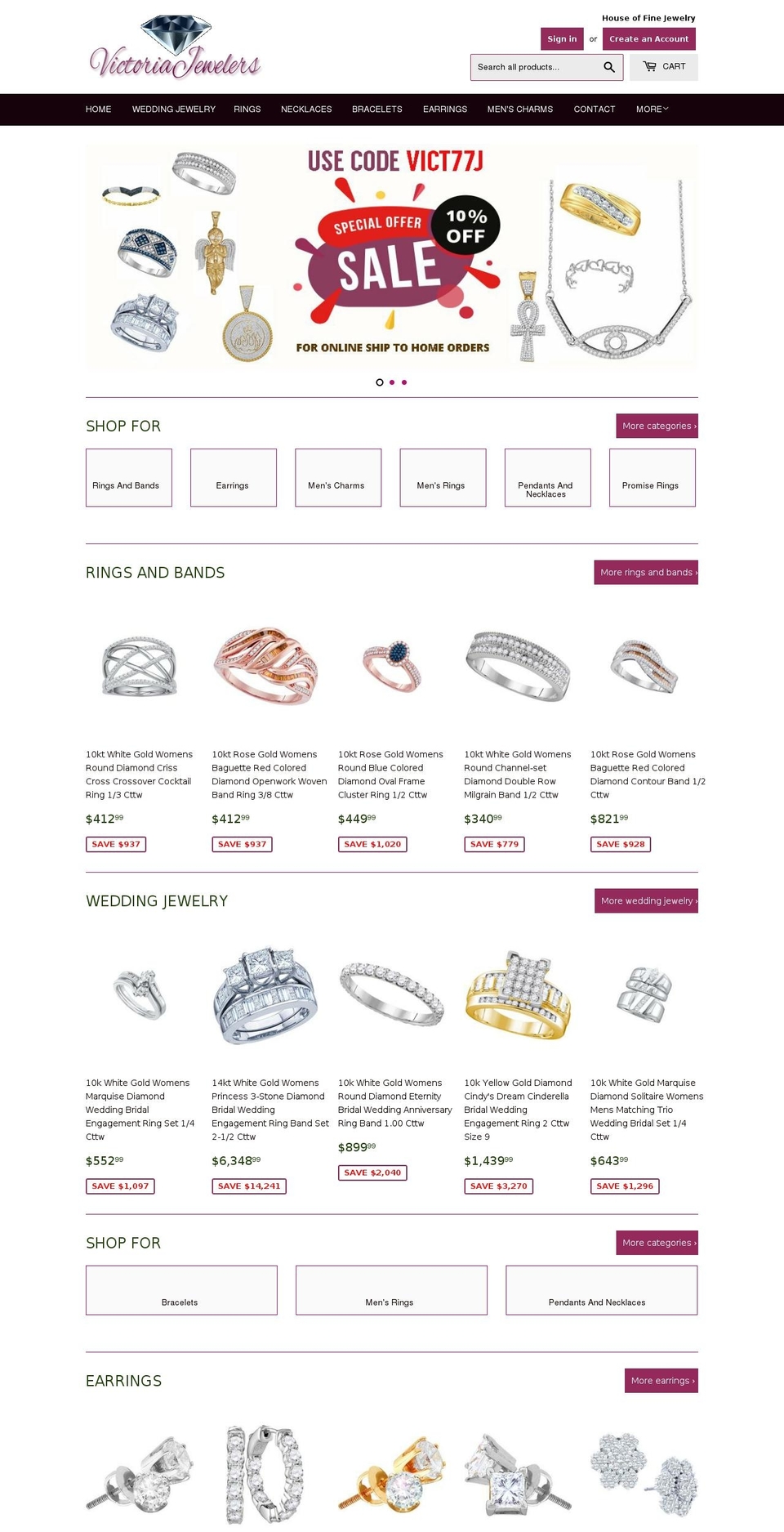 victoriajeweler.net shopify website screenshot