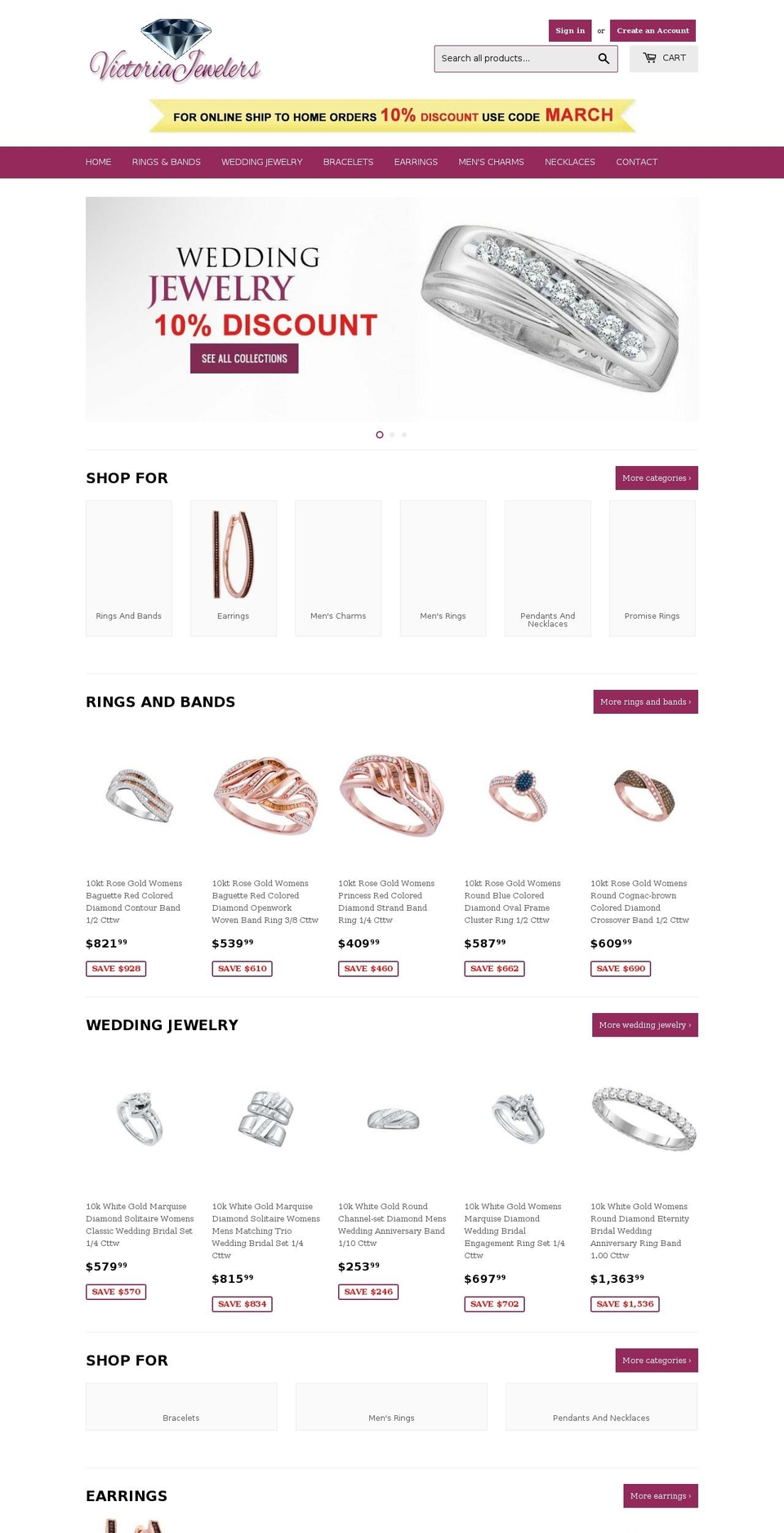 victoriajewelers.com shopify website screenshot