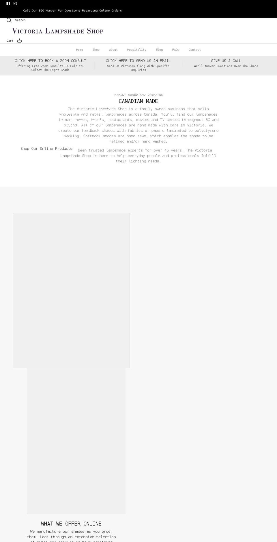 victorialampshade.com shopify website screenshot