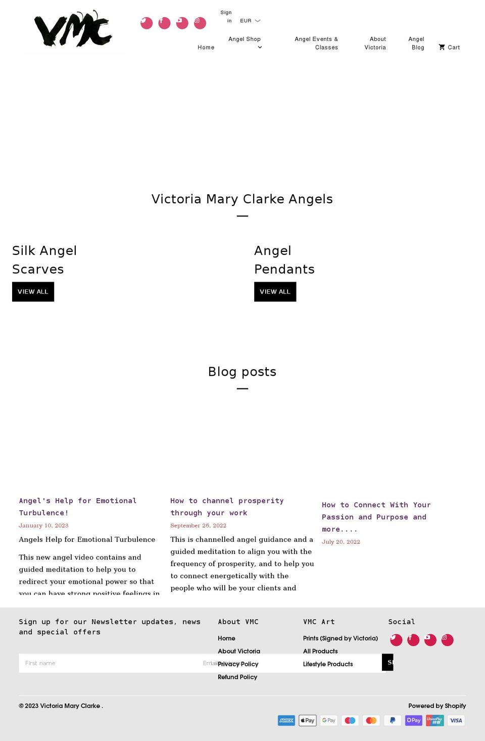 victoriamaryclarkeangels.com shopify website screenshot