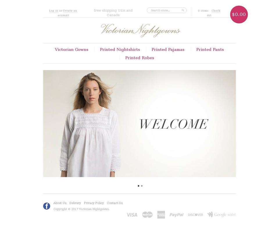 victoriannightgowns.com shopify website screenshot