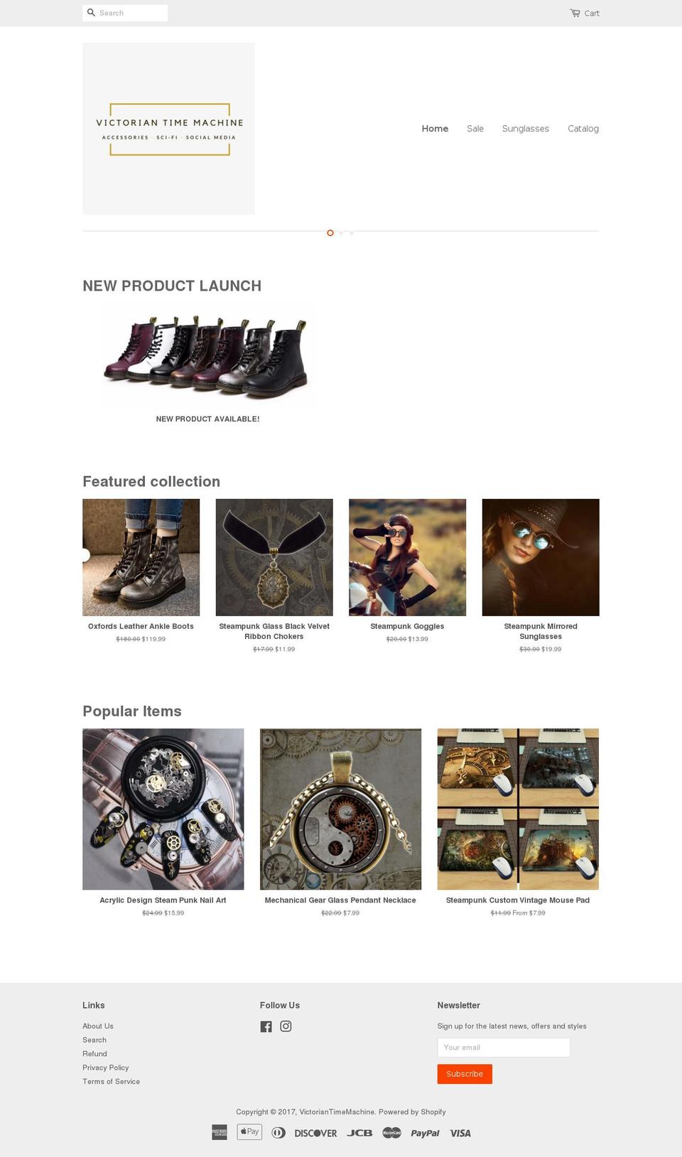 victoriantimemachine.com shopify website screenshot