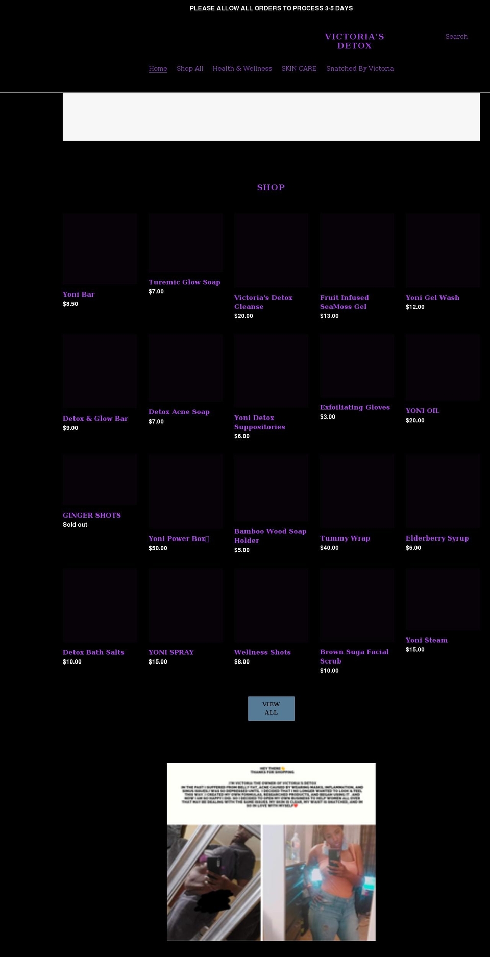 victoriasdetox.com shopify website screenshot