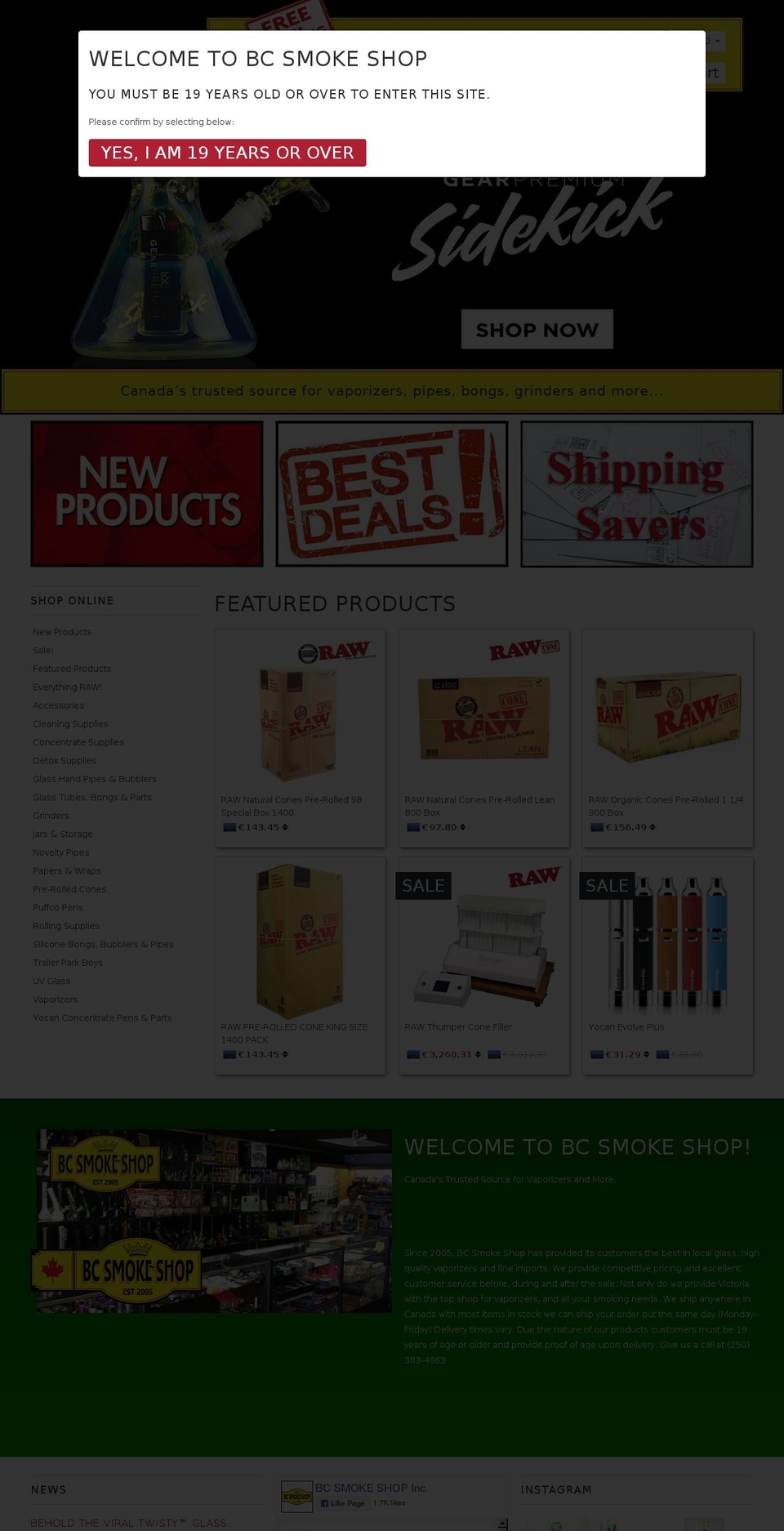 victoriasmokeshop.com shopify website screenshot