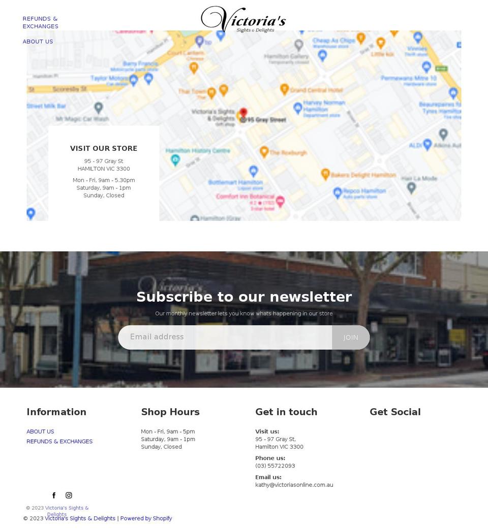 victoriasonline.com.au shopify website screenshot
