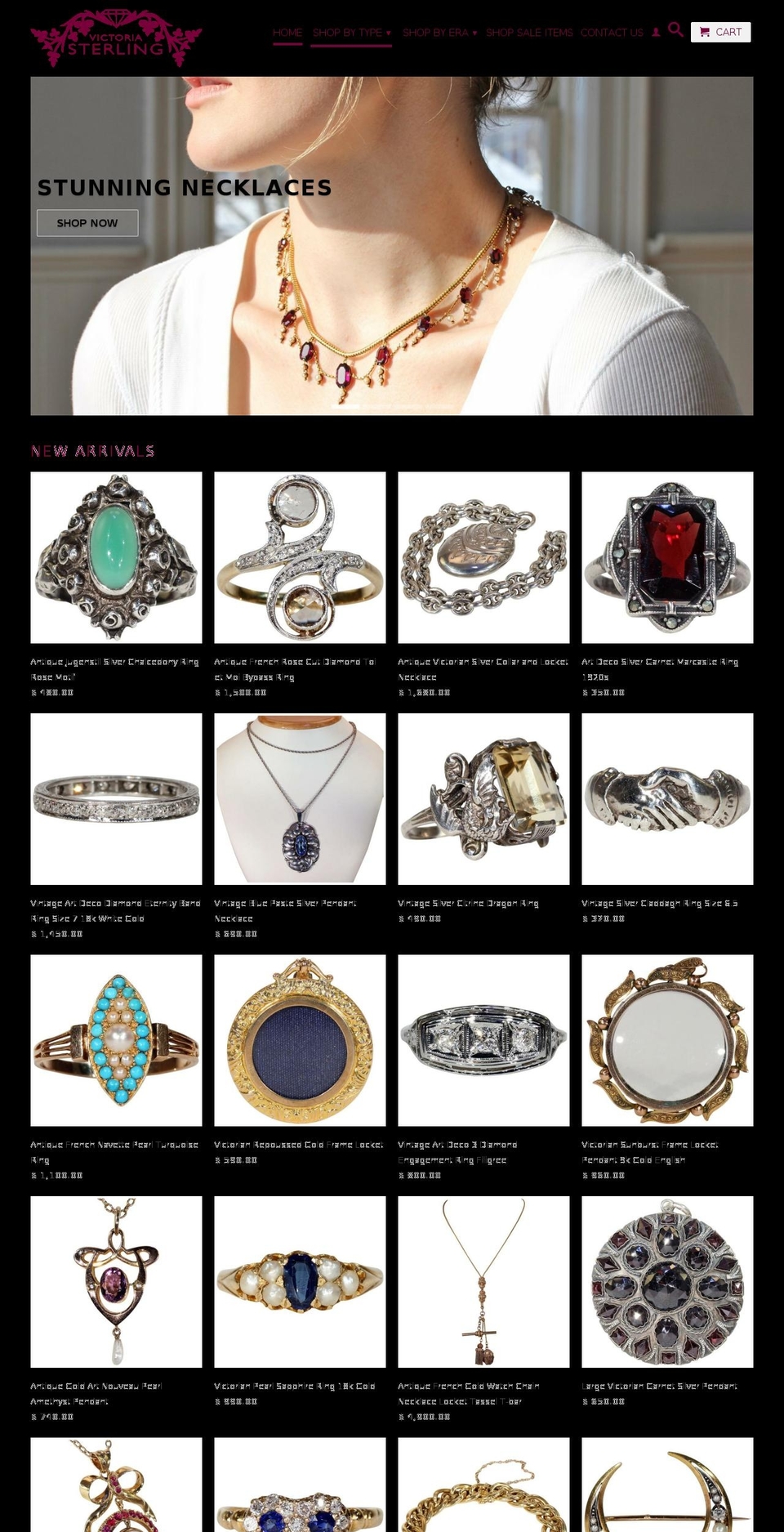 victoriasterlingantiquejewelry.com — Shopify storefront screenshot