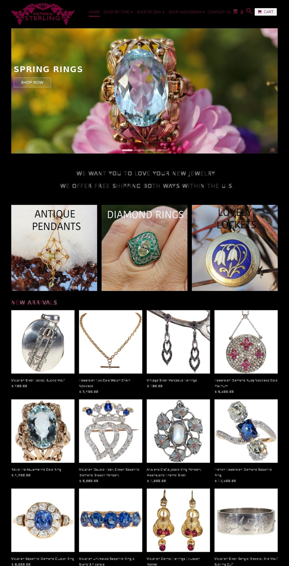 victoriasterlingjewelry.com shopify website screenshot