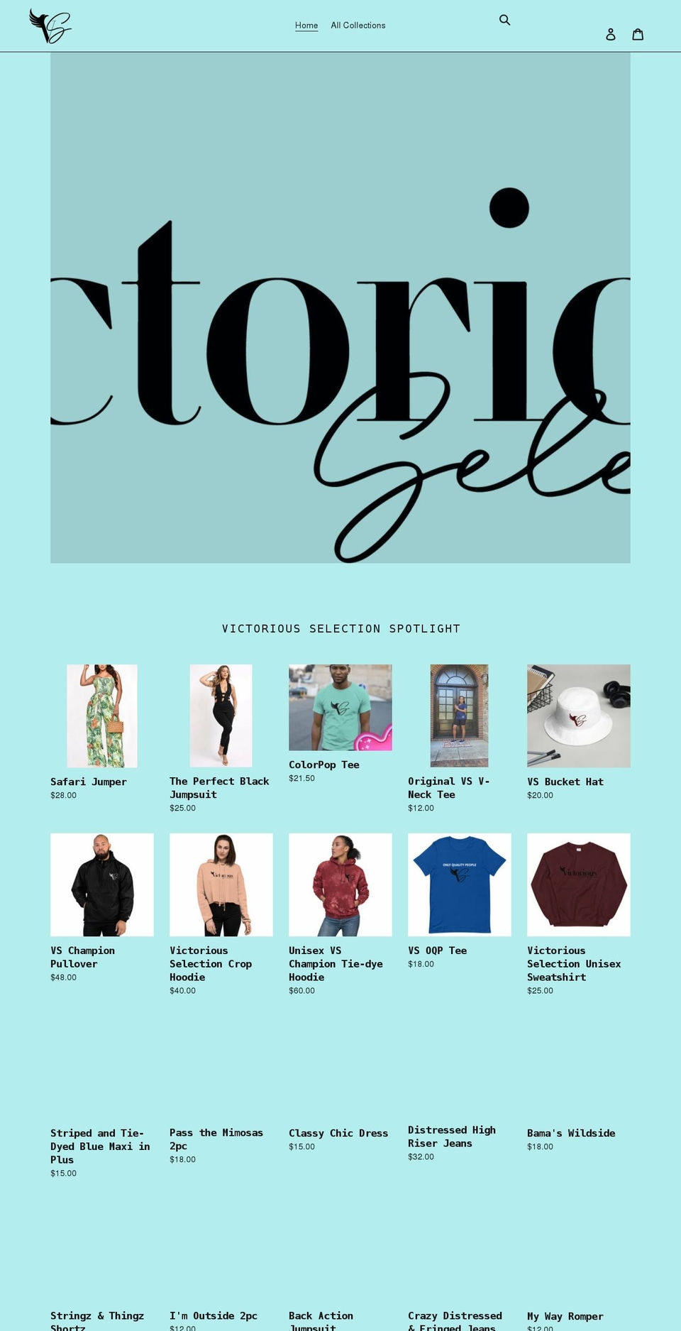 victorious-selection.com shopify website screenshot