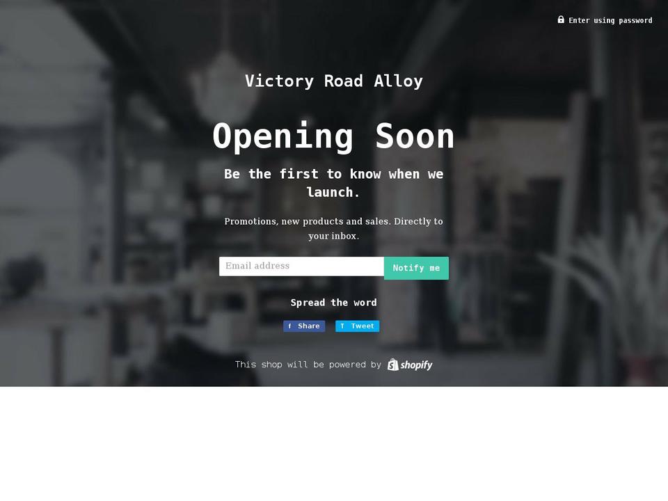 victory-road-alloy.myshopify.com shopify website screenshot