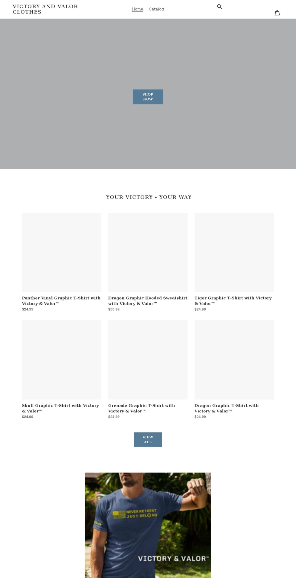 victoryandvalor.com shopify website screenshot